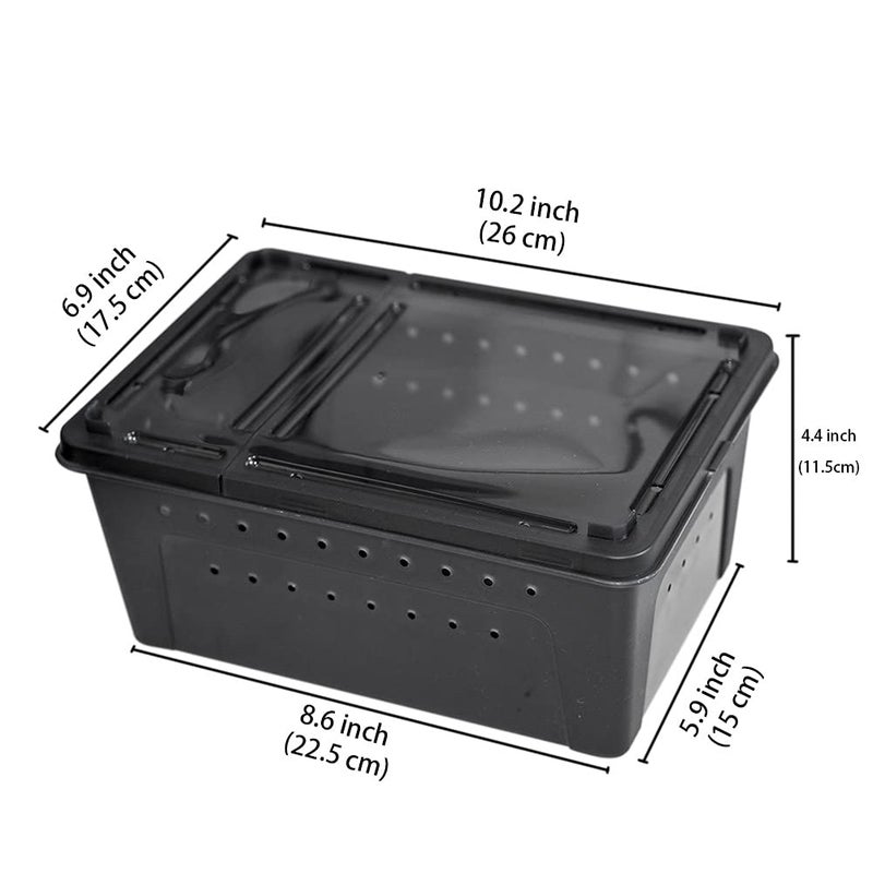 OMEM Portable Reptile Terrarium Habitat for Mini Pet Houses Breathable Holes Stackable Container (Black-M) - Image 2